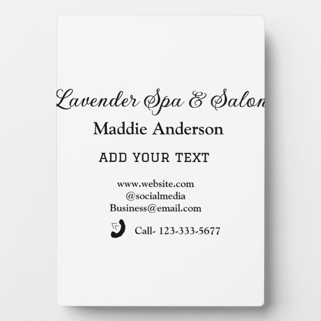 travel spa salon guest information vacation beach  plaque (Front)