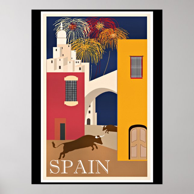 Travel Spain, affiche de voyage vintage, (Devant)