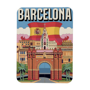 Travel spain vintage barcelona Arc de Triomf gifts Magnet