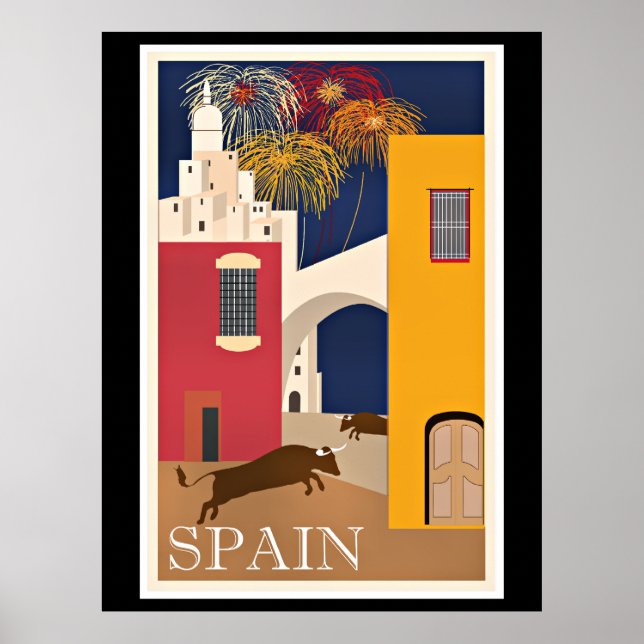 Travel Spain, vintage travel poster (Front)