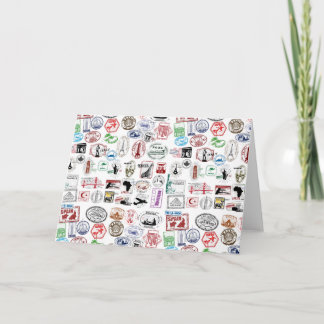Travel Stamps Pattern Card