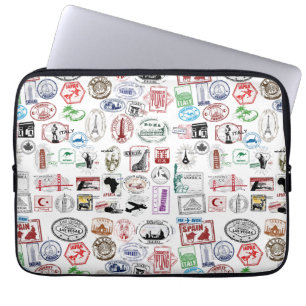 Travel Stamps Pattern Case Sleeve