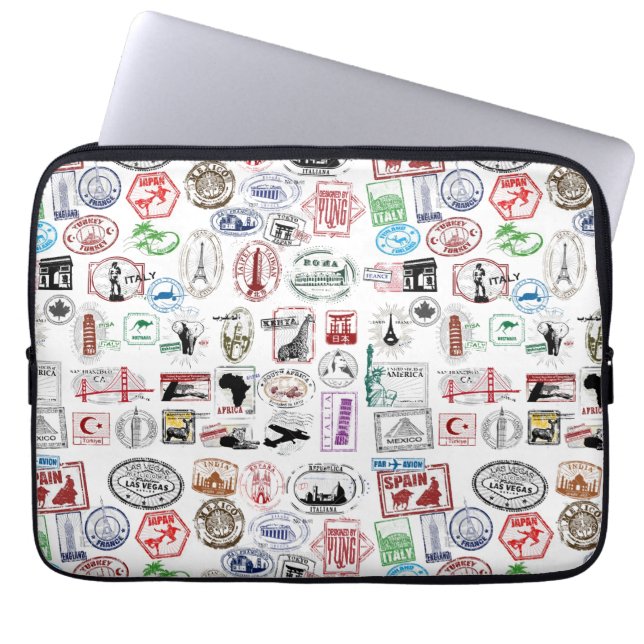 Travel Stamps Pattern Case Sleeve (Front)