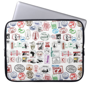 Travel Stamps Pattern Case Sleeve