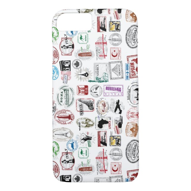 Travel Stamps Pattern Phone Case (Back)