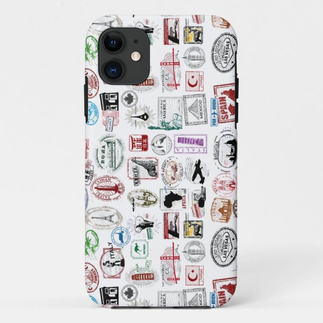 Travel Stamps Pattern Phone Case (Back)