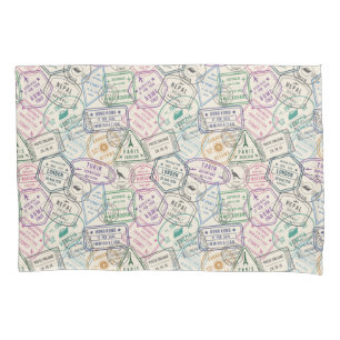Travel Stamps Pattern Pillowcase