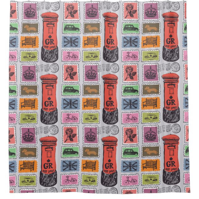 Travel Stamps Shower Curtain (Front)