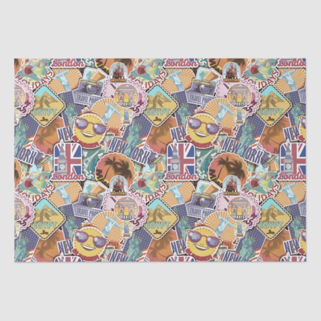 Travel Sticker Pattern  Tissue Paper (Front)