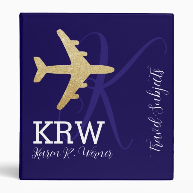 Travel Subjects Airplane Modern Blue Binder (Front)