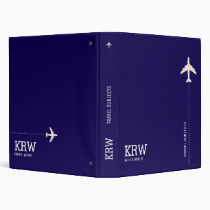 Travel Subjects Modern Navy Blue Binder
