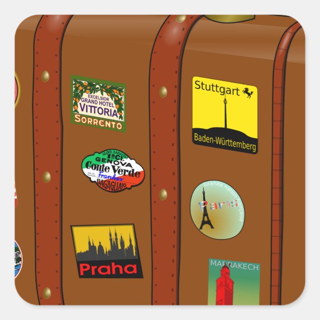 Travel Suitcase Square Sticker (Front)