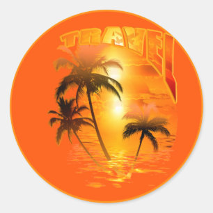 Travel Sunrise Palme Classic Round Sticker