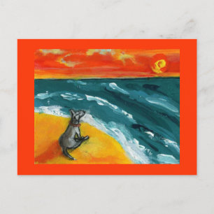 Travel & Sunset with Dog Postcard