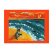 Travel & Sunset with Dog Postcard