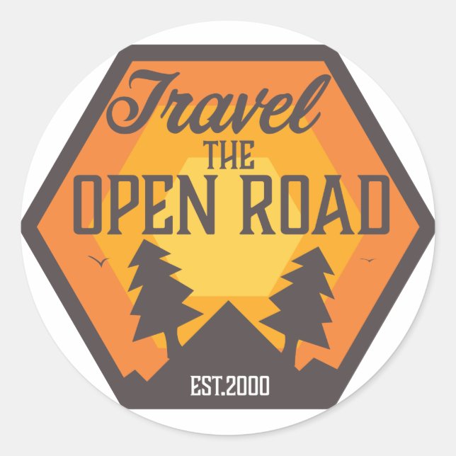Travel the Open road Classic Round Sticker (Front)
