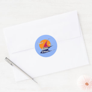 Travel the tides classic round sticker
