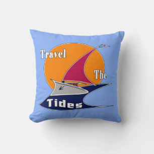 Travel the tides  throw pillow