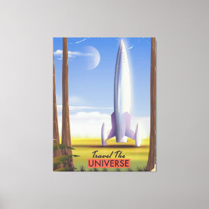 Travel the Universe retro space art. Canvas Print