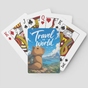 Travel the World Anime Capybara Adventure Design Playing Cards