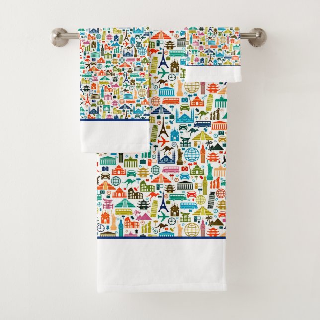 Travel the world bath towel set (Insitu)