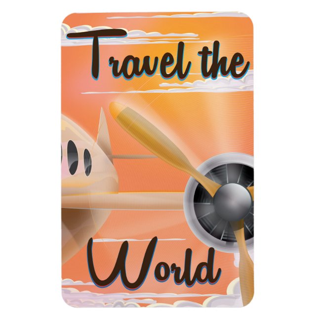 Travel the World Classic airplane poster Evening Magnet (Vertical)