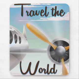 Travel the World Classic airplane poster Mouse Pad