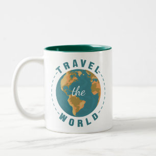 Travel the world Earth Vacation Map Vintage Globe Two-Tone Coffee Mug