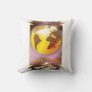 Travel the World Golden Globe Throw Pillow