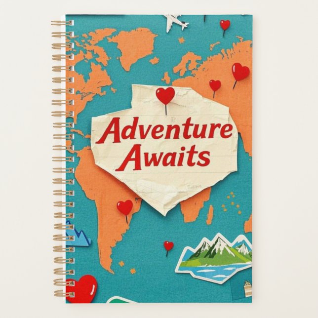Travel the world map with heart pins planner (Front)