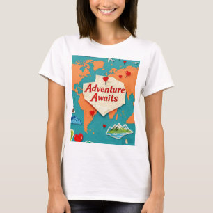 Travel the world map with heart pins T-Shirt