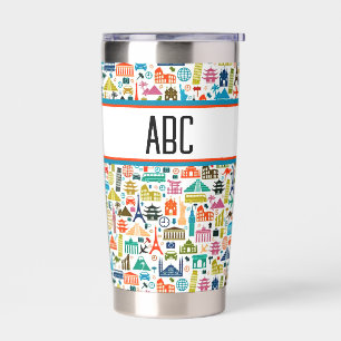Travel the world theme monogram insulated tumbler