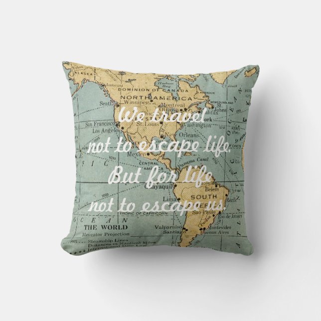 Travel the World Throw Pillow (Front)