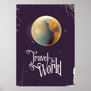 Travel the World Vintage earth poster