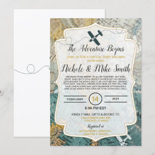 Travel Theme baby shower invitation card virtual