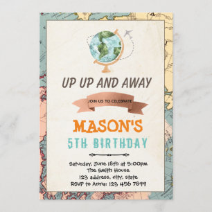 Travel theme birthday invitation