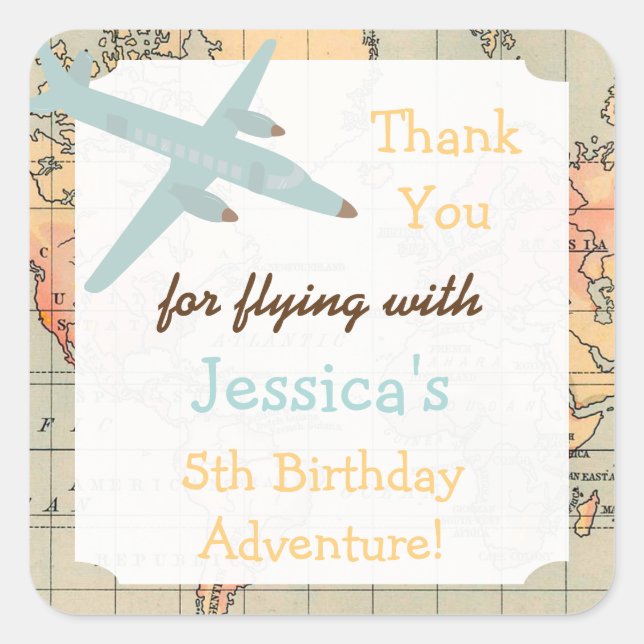 Travel Theme Birthday Stickers- Custom Bday Labels (Front)