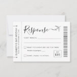 Travel Theme Boarding Pass Ticket Party RSVP<br><div class="desc">Travel Theme Boarding Pass Plane Ticket RSVP Card with a silver grey airplane logo with modern black and white script font, perfect for a pretty and elegant "around the world" theme birthday party, sweet 16, wedding or bat mitzvah. This version features simple and cute travel-themed wording for yes/no guest options...</div>