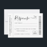 Travel Theme Boarding Pass Ticket Party RSVP<br><div class="desc">Travel Theme Boarding Pass Plane Ticket RSVP Card with a silver grey airplane logo with modern black and white script font, perfect for a pretty and elegant "around the world" theme birthday party, sweet 16, wedding or bat mitzvah. This version features simple and cute travel-themed wording for yes/no guest options...</div>