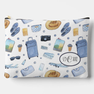 Travel Theme Pattern Accessory Pouch