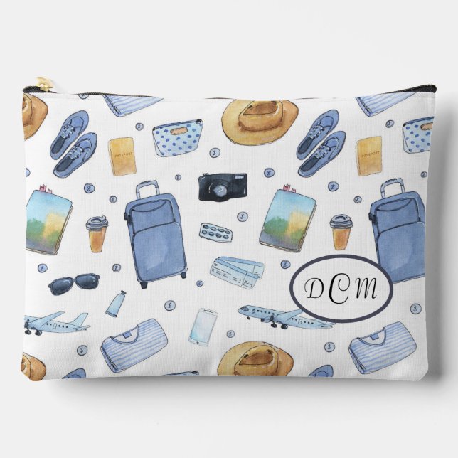 Travel Theme Pattern Accessory Pouch (Front)