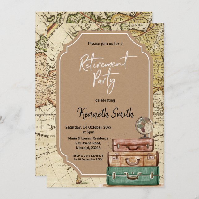 Travel Theme Retirement Party Invitation (Front/Back)