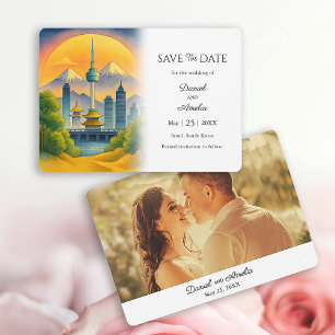 Travel Theme Seoul South Korea Save the Date Card
