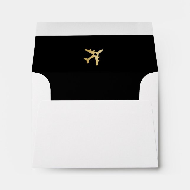 Travel Theme Wedding Airplane Heart Envelope (Back (Bottom))
