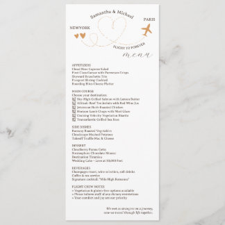 Travel Theme Wedding Reception Dinner Menu