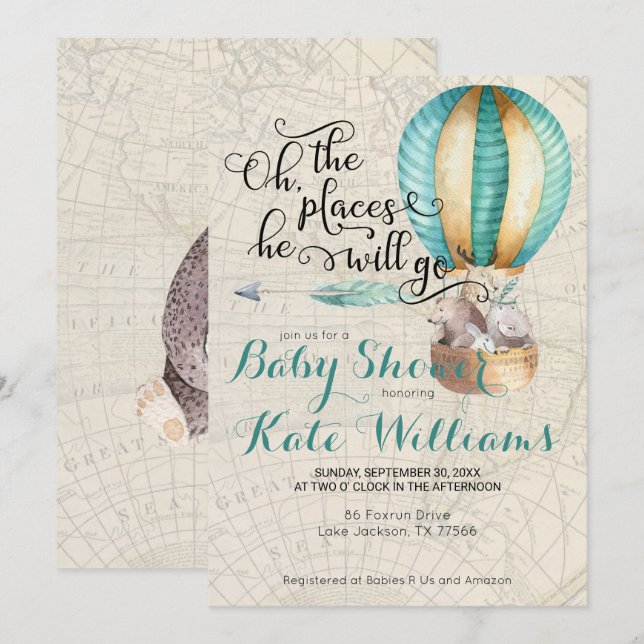 Travel Themed Baby Shower Invitation (Front/Back)
