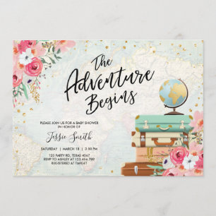 Travel themed Baby shower invite Adventure Begins