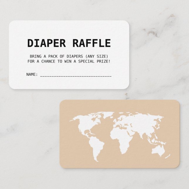 Travel Themed Boho Beige Baby Shower Diaper Raffle Enclosure Card (Front/Back)