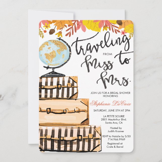 Travel Themed Bridal Shower Invitation (Front)