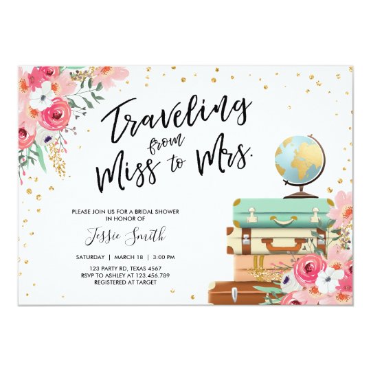 Travel themed Bridal shower invitation Miss to Mrs | Zazzle.ca